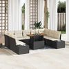vidaXL Tuin Sofa Set met opslag 10 pcs Zwart Poly riet