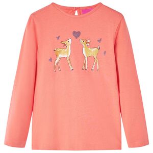 Kindershirt met lange mouwen 104 koraalkleurig