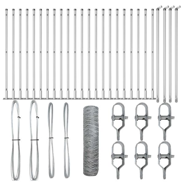 vidaXL Afrasteringspaal Zilver 50 x 1 m (50 mm gaas) Staal