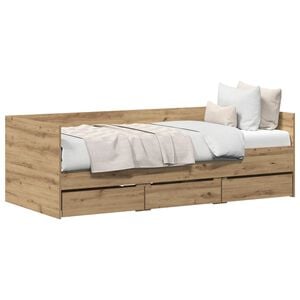 vidaXL Dagbed met lade Artisan Eiken 90 x 200 cm Bewerkt hout