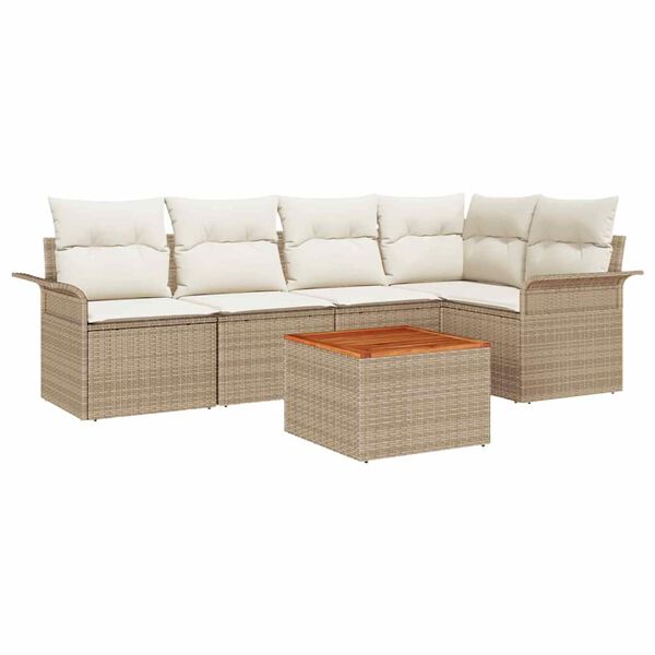 vidaXL Tuin Sofa Set met kussen met opslag 6 pcs Beige en Crème