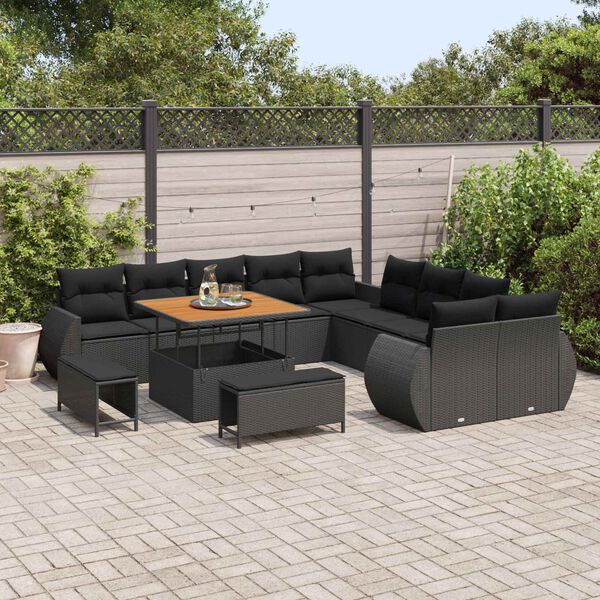 vidaXL Tuin Sofa Set 13 pcs Zwart poly rattan