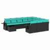vidaXL 11-delige tuinbankset met kussens, zwart polyrotan