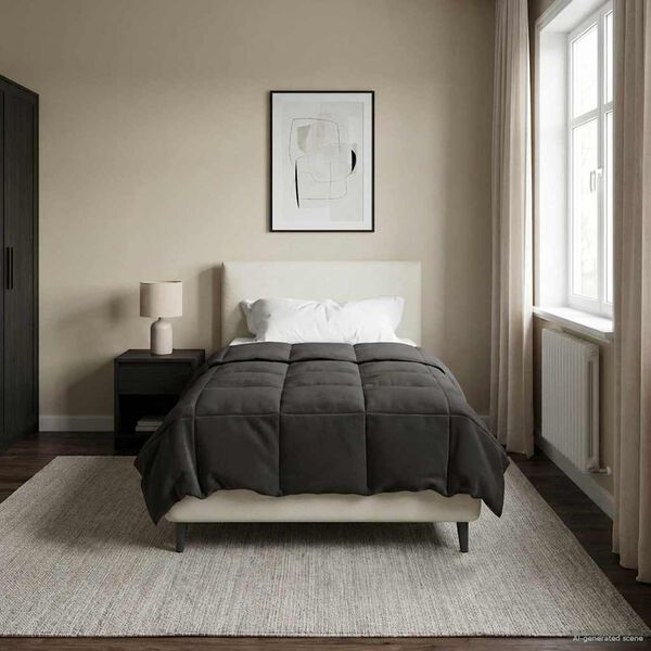 vidaXL Zomer Dekbed Gekwilt Antraciet 140 x 220 cm Microfiber