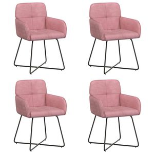 vidaXL Eettafelstoelen 4 st fluweel Roze 59 x 56,5 x 86 cm