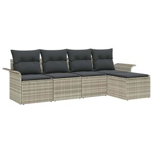 vidaXL Buitensofa met kussen 5 pcs Lichtgrijs poly rattan