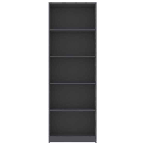 vidaXL Boekenkast met 5 schappen 60x24x175 cm bewerkt hout grijs