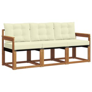 vidaXL Buiten bankenset met kussen 3 pcs Natuurlijk en Cr&egrave;me