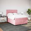 vidaXL Boxspring met matras fluweel roze 140x200 cm