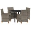 vidaXL Tuin eettafelset 5 pcs Grijs poly rattan