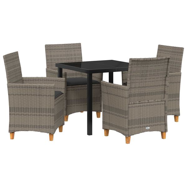 vidaXL Tuin eettafelset 5 pcs Grijs poly rattan