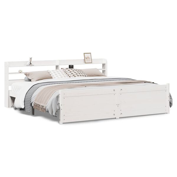 vidaXL Bedframe met hoofdeinde zonder matras 180x200 cm wit