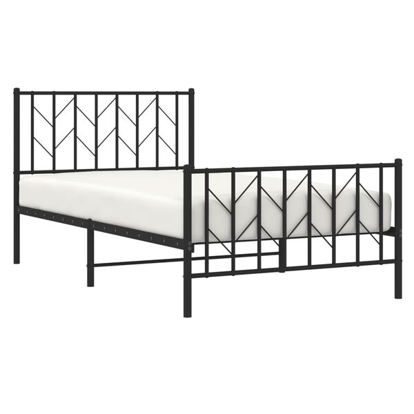 vidaXL Bedframe met hoofd- en voeteneinde metaal zwart 100x190 cm