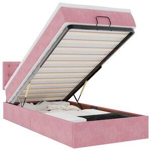 vidaXL Ottoman bed met matras en LED's 90x190cm fluweel roze
