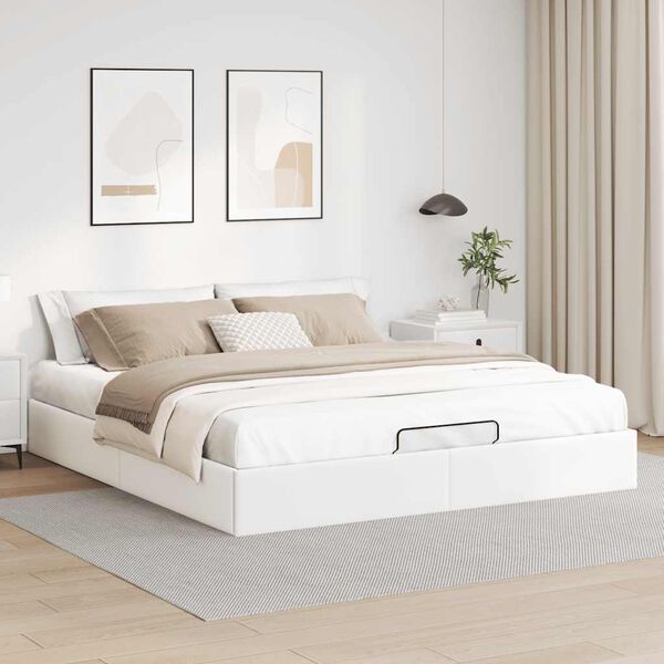 vidaXL Bedframe zonder matras 180x200 cm kunstleer wit
