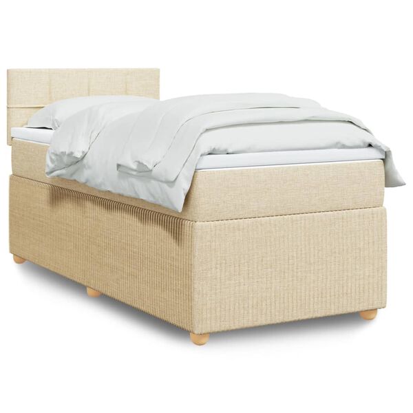 vidaXL Boxspring met matras stof cr&egrave;mekleurig 100x200 cm