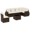 vidaXL 7-delige Loungeset met kussens poly rattan bruin
