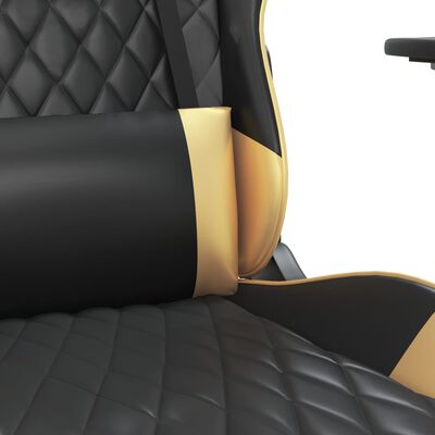 vidaXL Gamestoel met voetensteun kunstleer zwart en goudkleurig
