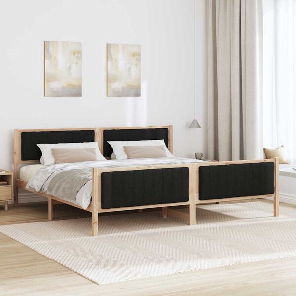 vidaXL Bedframe Bruin en zwart 200 x 200 cm Massief grenenhout
