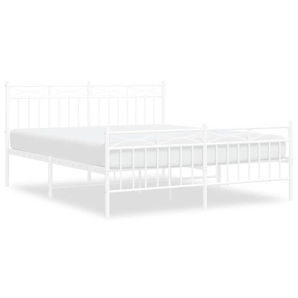 vidaXL Bedframe met hoofd- en voeteneinde metaal wit 150x200 cm