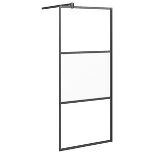 vidaXL Inloopdouchewand 90x195 cm halfmat ESG-glas zwart