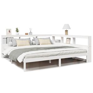 vidaXL Bed met boekenkast zonder matras grenenhout wit 200x200 cm