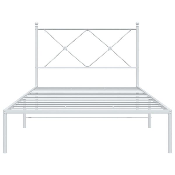 vidaXL Bedframe met hoofdbord metaal wit 100x190 cm