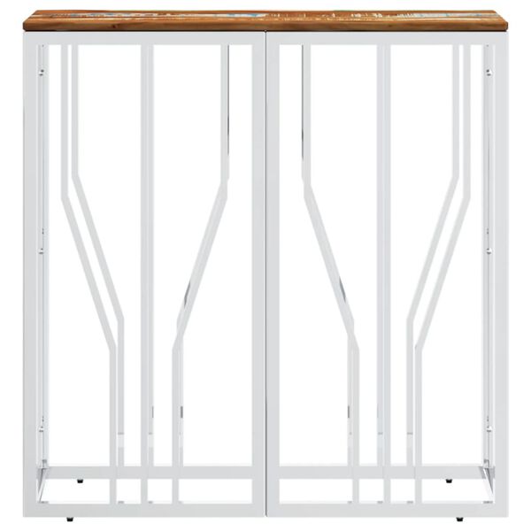 vidaXL Wandtafel roestvrij staal en massief gerecycled hout zilver