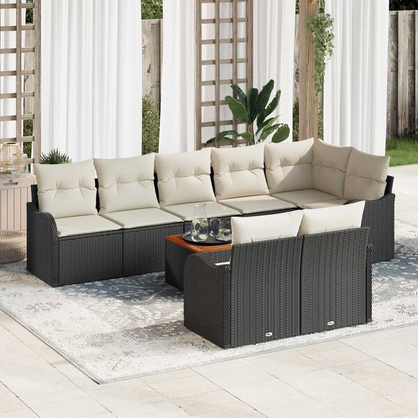 vidaXL Tuin Sofa Set 9 pcs Zwart en wit
