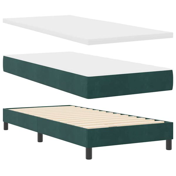 vidaXL Boxspringbed met matras Donkergroen 90 x 190 cm Fluweel