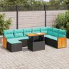 vidaXL 11-delige Loungeset met kussens poly rattan acacia zwart