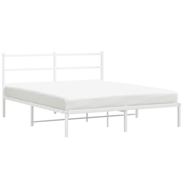 vidaXL Bedframe met hoofdbord metaal wit 150x200 cm