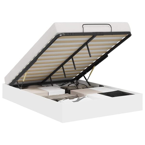 vidaXL Ottoman Bedframe Wit 203 x 140 x 25 cm Geconstrueerd hout