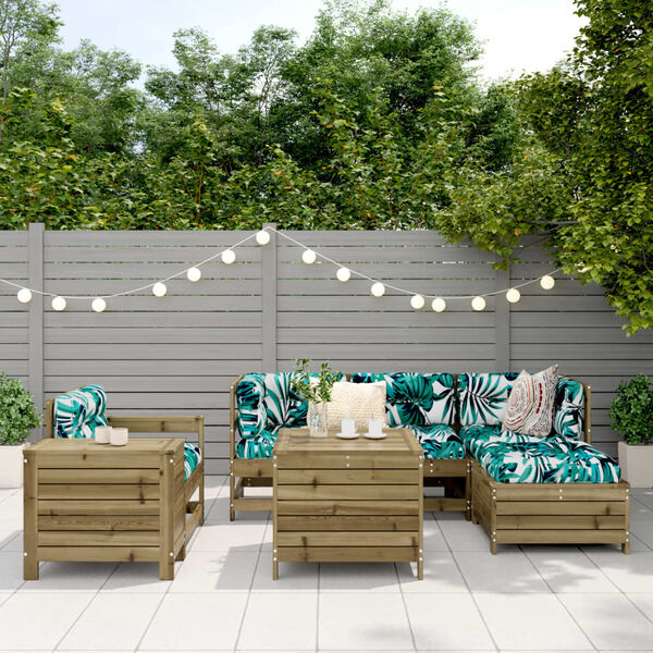 vidaXL 7-delige Loungeset ge&iuml;mpregneerd grenenhout