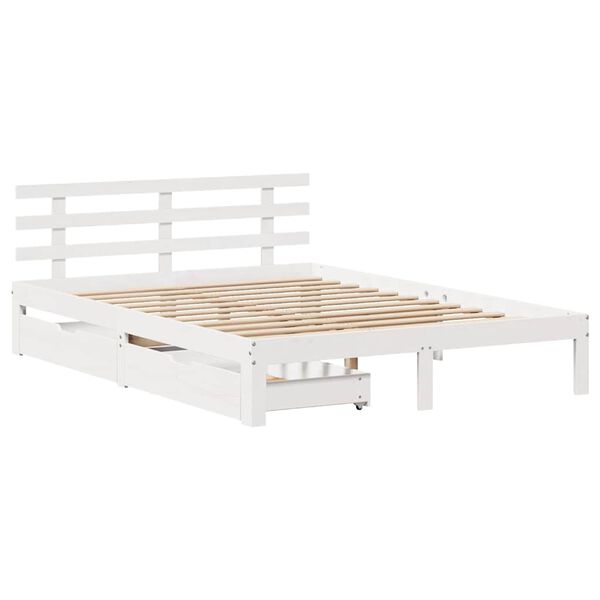 vidaXL Bedframe met lades massief grenenhout wit 160x200 cm