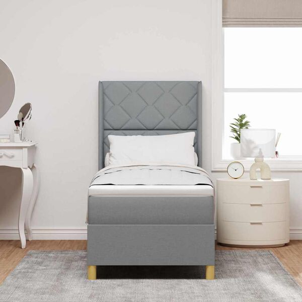 vidaXL Boxspringbed met matras Lichtgrijs 140 x 200 cm Stof