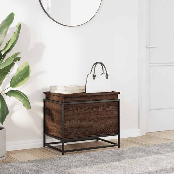 vidaXL Opbergbox met deksel 60x40x51,5 cm bewerkt hout bruin eiken