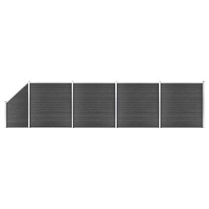 vidaXL Schuttingpanelenset 792x(105-186) cm HKC zwart