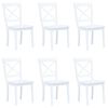 vidaXL Eetkamerstoelen 6 st massief rubberwood wit