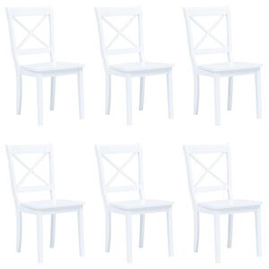 vidaXL Eetkamerstoelen 6 st massief rubberwood wit