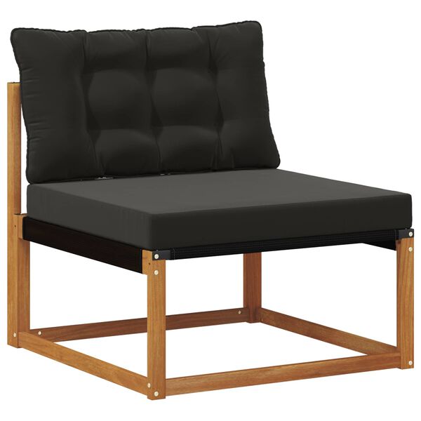 vidaXL Buiten bankenset met kussen 7 pcs Natuurlijk en Zwart