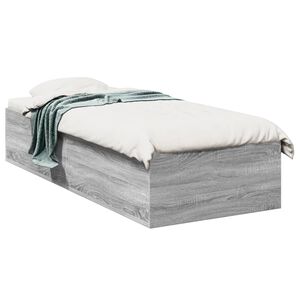 vidaXL Bedframe bewerkt hout grijs sonoma eikenkleurig 75x190 cm