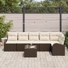 vidaXL Bankstel met kussen met opslag 7 pcs Bruin en wit poly rattan