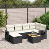 vidaXL 7-delige Loungeset met kussens poly rattan zwart
