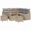 vidaXL Tuinbankenset met kussen met opslag 8 pcs Beige Poly riet
