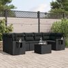 vidaXL 8-delige Loungeset met kussens poly rattan zwart