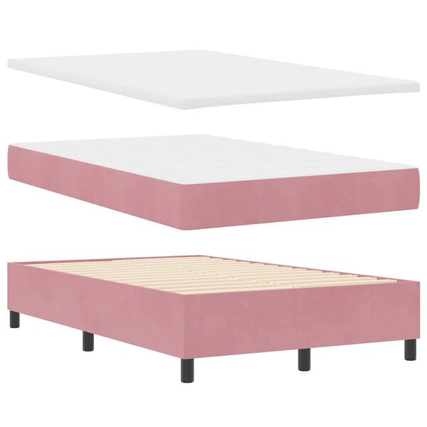 vidaXL Boxspring bed met matras Roze 120 x 200 cm Fluweel