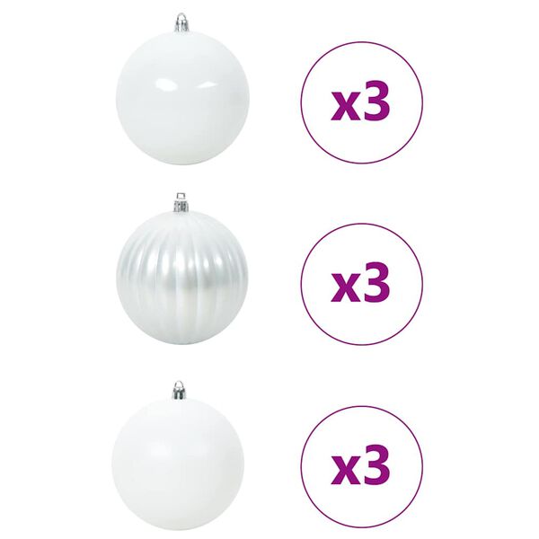 vidaXL Kerstbal Set 9 pcs Wit Kunststof