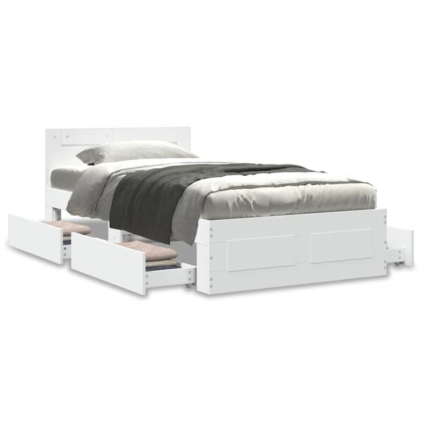 vidaXL Bedframe met hoofdeinde zonder matras 90x200 cm wit