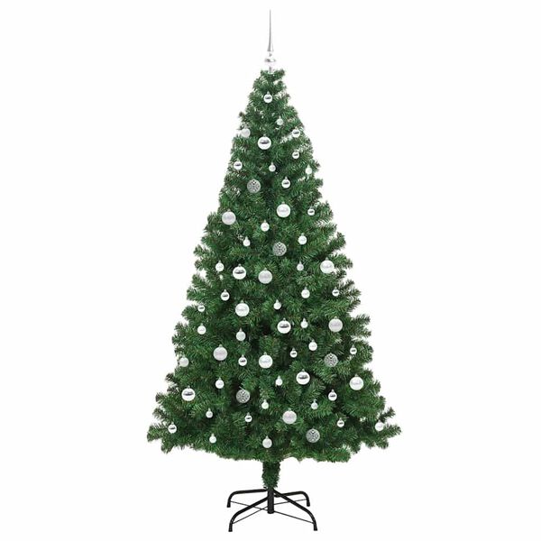 vidaXL Kunstkerstboom Groen 210 cm PVC en Staal en Kunststof